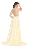 Sexy Open Back Prom Dresses Scoop Chiffon With Beading