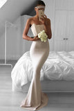 New Arrival Strapless Satin Sweep Train Mermaid Evening
