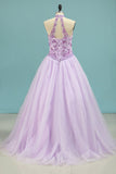 High Neck Quinceanera Dresses Ball Gown With Beading Court