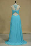 Scoop With Beads And Ruffles Prom Dress A Line Chiffon Open