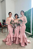 New Style Off The Shoulder Long Sleeve Memaid Bridesmaid Dress With