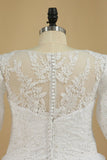 Mid-Length Sleeves Scoop Wedding Dresses A Line With Applique