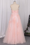 Sweetheart Prom Dresses A Line Tulle With Applique