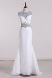 Lace Scoop With Beading Mermaid Sweep Train Prom