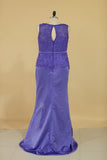 Plus Size Scoop With Sash Prom Dresses Satin & Lace
