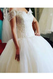 Off The Shoulder Wedding Dresses A Line Tulle With Beading Court Train
