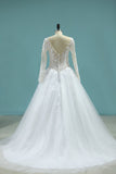 Scoop A-Line Wedding Dresses Court Train Tulle With Applique