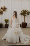Ball Gown Strapless Sweetheart Ivory Wedding Dresses with Appliques, Beach Wedding Gowns STB15499