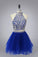 Halter High Neck Beaded Bodice Two Piece Fall Gary Tulle Open Back Homecoming