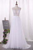 A Line Tulle Scoop With Applique And Slit Wedding