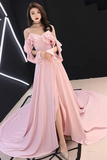 Spaghetti Straps Simple Chiffon Long Prom Dress A Line Evening Dress With