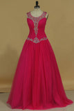 Scoop Tulle With Beads And Ruffles Quinceanera Dresses Floor