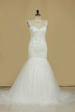 Mermaid Wedding Dresses Straps Tulle Court Train With