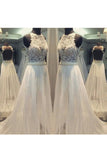 A Line Scoop With Applique Wedding Dresses Chiffon Sweep