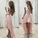 New Arrival Sexy Unique High Low Sleeveless Pink White Chiffon Scoop Prom Dresses