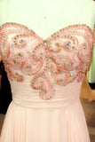 New Arrival Prom Dresses A Line Sweetheart Sweep/Brush Chiffon With Beading
