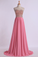 Prom Gown A-Line Sweetheart Sweep/Brush With Beading&Rhinestone