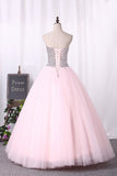 Ball Gown Sweetheart Quinceanera Dresses Tulle With Beading Floor