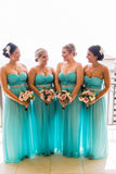 Sweetheart Strapless Tulle Turquoise Bridesmaid Dresses Beaded Wedding Party STB20473