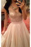 Tulle Sweetheart A Line Prom Dresses With Applique Sweep