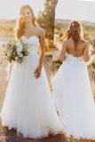 Elegant Tulle Beach 2022 Sweetheart Lace A line Simple Plus Size Country Wedding Dress