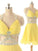 Dramatic A-line V-neck Short Chiffon Backless Daffodil Homecoming Dress with Rhinestone