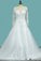 Tulle Wedding Dresses Scoop Long Sleeves A Line With Applique Court