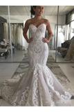 Wedding Dress With Drop Waist And Gorgeous Appliques Mermaid With Court Train Bridal