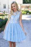 Elegant Jewel Short Cheap Tulle Homecoming Party Dresses With