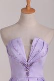 Satin Strapless Satin With Beads And Applique A Line