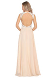 Scoop Open Back Prom Dresses A Line