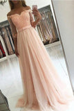 Off The Shoulder Prom Dresses A Line Tulle With Applique And