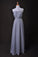 Silver Prom Dress A Line Strapless Floor Length Sweep/Brush Train Chiffon