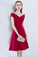 Cute A Line Red Off the Shoulder Satin Sweetheart Knee Length Homecoming Dresses