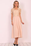 A Line Square Prom Dresses Chiffon&Lace With