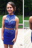 Mermaid Homecoming Dresses Two Pieces Royal Blue Homecoming Dresses