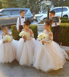 Ball Gown Long Sleeve Tulle Appliques Flower Girl Dresses with Bowknot, Baby Dresses STB15560