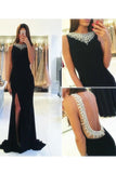 Sexy Open Back Prom Dresses Scoop Chiffon With Beads
