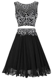 Two-Piece Scoop A Line Homecoming Dresses With Beading