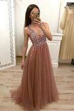 Prom Dresses A Line V Neck Tulle With