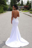Elegant Lace Appliques V-Neck Backless White Sweetheart Spaghetti Straps Mermaid Wedding Dress