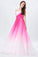 Elegant Ombre Light Plum Spaghetti Straps Sweetheart A-Line Chiffon Prom Dresses