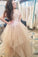 Elegant A Line V Neck Spaghetti Straps Ball Gown Multi LayerTulle Prom Dresses