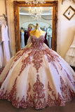 Princess Ball Gown Strapless Sweetheart Prom Dresses with Tulle, Beading Quinceanera Dresses STB15524