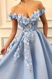 Off The Shoulder A Line Prom Dresses Organza With Flower