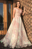 Luxury Off the Shoulder Sweetheart Pink Lace Appliques Prom Dress with STB15652
