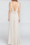 Simple Elegant Long A-Line Chiffon Open Back Bridesmaid Dresses Bridesmaid