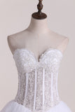 Gorgeous Wedding Dresses A-Line Sweetheart See Through Floor-Length Tulle With Pearls Lace