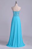 Sweetheart Beaded Bodice Intricately Detailed With Matching Beading Chiffon A-Line Prom