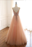 Sexy Straps Sleeveless Long Tulle Prom Dress With Beading Floor Length Sparkly Evening STBP6ZBZ4KZ